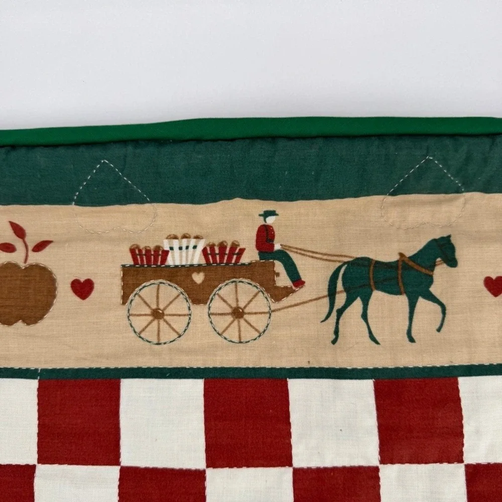 Amish Gameboard Checkerboard Horse Fabric Panel Wall Hanging Carriage